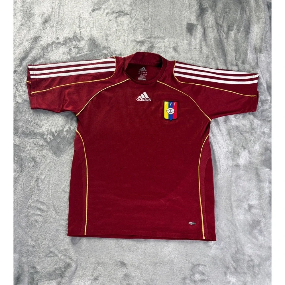 adidas Soccer Jersey Vintage-inspired Mens L Burgundy Embroidered Climacool